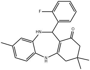 11-(2-fluorophenyl)-3,3,8-trimethyl-2,3,4,5,10,11-hexahydro-1H-dibenzo[b,e][1,4]diazepin-1-one Structure