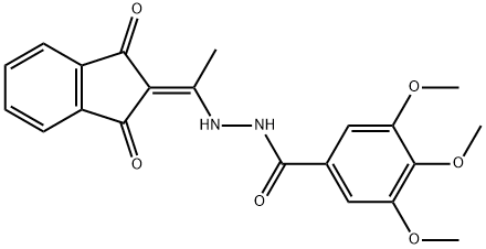 N'-[1-(1,3-dioxo-1,3-dihydro-2H-inden-2-yliden)ethyl]-3,4,5-trimethoxybenzenecarbohydrazide 化学構造式