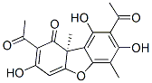 [S,(-)]-2,8-Diacetyl-3,7,9-trihydroxy-6,9b-dimethyldibenzofuran-1(9bH)-one 结构式