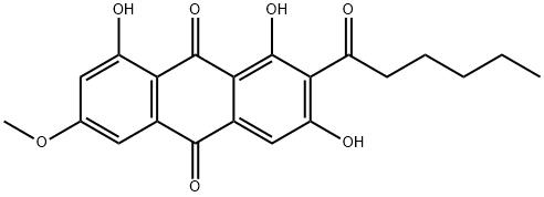 1,3,8-Trihydroxy-6-methoxy-2-(1-oxohexyl)-9,10-anthraquinone Structure