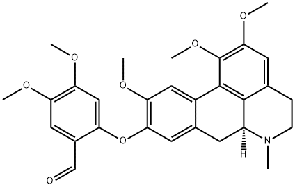 4,5-Dimethoxy-2-[[(6aS)-5,6,6a,7-tetrahydro-1,2,10-trimethoxy-6-methyl-4H-dibenzo[de,g]quinolin-9-yl]oxy]benzaldehyde 结构式