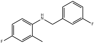 4-フルオロ-N-(3-フルオロベンジル)-2-メチルアニリン 化学構造式