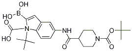 1H-Indole-1-carboxylic acid, 2-borono-5-[[[1-[(1,1-dimethylethoxy)carbonyl]-4-piperidinyl]carbonyl]amino]-, 1-(1,1-dimethylethyl) ester 结构式