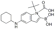 1H-Indole-1-carboxylic acid, 2-borono-5-(cyclohexylamino)-, 1-(1,1-dimethylethyl) ester Struktur