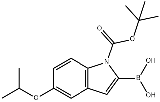 1H-Indole-1-carboxylic acid, 2-borono-5-(1-methylethoxy)-, 1-(1,1-dimethylethyl) ester Struktur