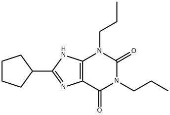 8-シクロペンチル-1,3-ジプロピル-9H-プリン-2,6(1H,3H)-ジオン 化学構造式