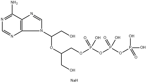 P- [2- [1-（6-（6-氨基-9H-嘌呤-9-基））-2-羟基羟乙氧基] -3-羟基丙基]三磷酸酯三钠盐 （9CI）, 102185-15-9, 结构式