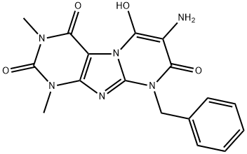 Pyrimido[2,1-f]purine-2,4,8(1H,3H,9H)-trione,  7-amino-6-hydroxy-1,3-dimethyl-9-(phenylmethyl)-|