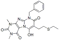 Pyrimido[2,1-f]purine-2,4,8(1H,3H,9H)-trione,  7-[2-(ethylthio)ethyl]-6-hydroxy-1,3-dimethyl-9-(phenylmethyl)- Structure