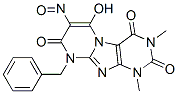 Pyrimido[2,1-f]purine-2,4,8(1H,3H,9H)-trione,  6-hydroxy-1,3-dimethyl-7-nitroso-9-(phenylmethyl)- Struktur