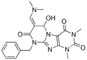 Pyrimido[2,1-f]purine-2,4,8(1H,3H,9H)-trione,  7-[(dimethylamino)methylene]-6,7-dihydro-6-hydroxy-1,3-dimethyl-9-(phenylmethyl)-  (9CI) Struktur
