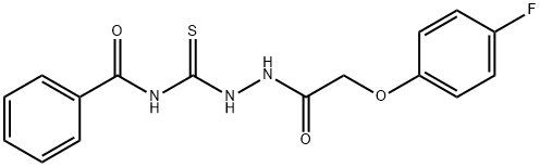 N-({2-[2-(4-fluorophenoxy)acetyl]hydrazino}carbothioyl)benzenecarboxamide Struktur