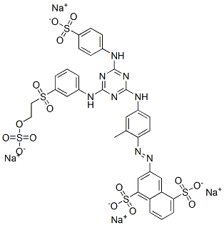 Sulfuric acid sodium=2-[[3-[[4-[[4-[4,8-bis(sodiooxysulfonyl)naphthalene-2-ylazo]-3-methylphenyl]amino]-6-[[4-(sodiooxysulfonyl)phenyl]amino]-1,3,5-triazine-2-yl]amino]phenyl]sulfonyl]ethyl ester salt|