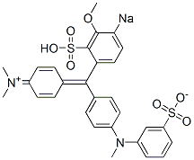 N-Methyl-N-[4-[[4-[N-methyl-N-(3-sulfonatophenyl)amino]phenyl](3-methoxy-4-sodiosulfophenyl)methylene]-2,5-cyclohexadien-1-ylidene]methanaminium Structure