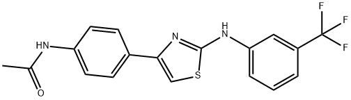 N-(4-{2-[3-(trifluoromethyl)anilino]-1,3-thiazol-4-yl}phenyl)acetamide Struktur