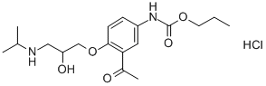 [2-アセチル-4-[2-ヒドロキシ-3-(イソプロピルアミノ)プロポキシ]フェニル]カルバミド酸プロピル 化学構造式