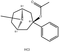 8-Azabicyclo[3.2.1]octan-3-ol, 8-Methyl-3-phenyl-, acetate (ester), hydrochloride, endo- Struktur