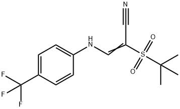 (E)-2-(tert-butylsulfonyl)-3-[4-(trifluoromethyl)anilino]-2-propenenitrile 结构式