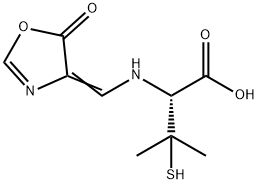 3-メルカプト-N-[(5-オキソ-4,5-ジヒドロオキサゾール-4-イリデン)メチル]バリン 化学構造式