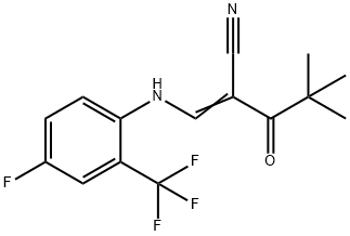 (E)-2-(2,2-dimethylpropanoyl)-3-[4-fluoro-2-(trifluoromethyl)anilino]-2-propenenitrile|