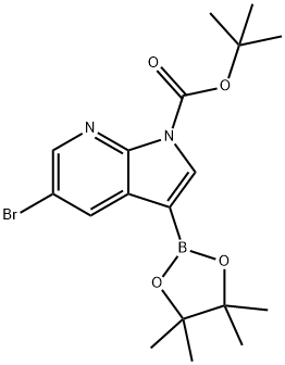 tert-Butyl 5-bromo-3-(4,4,5,5-tetramethyl-1,3,2-dioxaborolan-2-yl)-1h-pyrrolo[2,3-b]pyridine-1-carbo98% Structure