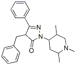 4-benzyl-5-phenyl-2-(1,2,5-trimethyl-4-piperidyl)-4H-pyrazol-3-one Struktur