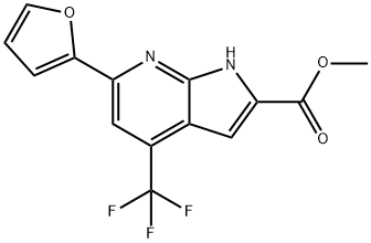 4-(三氟甲基)-6-(呋喃-2-基)-1H-吡咯并[2,3-B]吡啶-2-羧酸甲酯, 1027511-30-3, 结构式