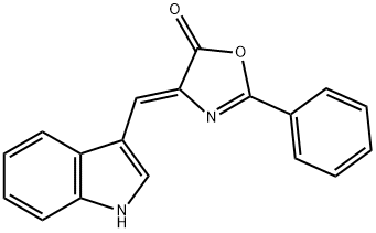 (4Z)-4-(1H-吲哚-3-基亚甲基)-2-苯基-恶唑-5-酮,102913-26-8,结构式