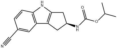 (S)-(7-Cyano-1,2,3,4-tetrahydrocyclopenta[b]indol-2-yl)carbamic Acid Isopropyl Ester 化学構造式