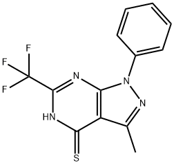 1-Phenyl-3-methyl-6-trifluoromethyl-pyrazolo(3,4-d)pyrimidine-4(5H)thione Struktur