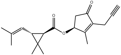 (1R)-2,2-二甲基-3-(2-甲基-1-丙烯基)环丙烷羧酸-(S)-2-甲基-3-(2-炔丙基)-4-氧代-环戊-2-烯基酯, 103065-19-6, 结构式