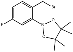 2-(2-(Bromomethyl)-5-fluorophenyl)-4,4,5,5-tetramethyl-1,3,2-dioxaborolane Struktur
