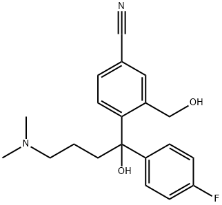 4-(4-二甲胺基-1-对氟苯基-1-羟基丁基)-3-(羟甲基)苯腈,103146-25-4,结构式