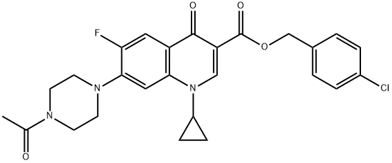 3-Quinolinecarboxylic acid, 7-(4-acetyl-1-piperazinyl)-1-cyclopropyl-6-fluoro-1,4-dihydro-4-oxo-, (4-chlorophenyl)Methyl ester Struktur