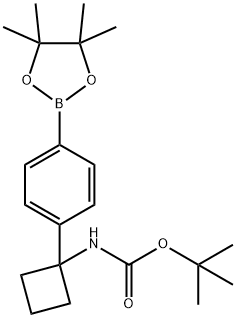 1-(4-(4,4,5,5-四甲基-1,3,2-二氧硼戊环-2-基)苯基)环丁基氨基甲酸叔丁酯 结构式