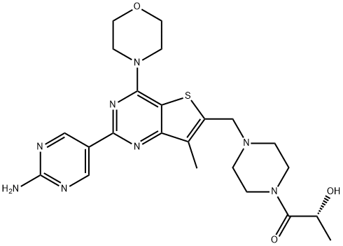 (R)-1-[4-[[2-(2-AMinopyriMidin-5-yl)-7-Methyl-4-(Morpholin-4-yl)thieno[3,2-d]pyriMidin-6-yl]Methyl]piperazin-1-yl]-2-hydroxypropan-1-one Structure