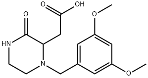 [1-(3,5-dimethoxybenzyl)-3-oxo-2-piperazinyl]acetic acid Structure