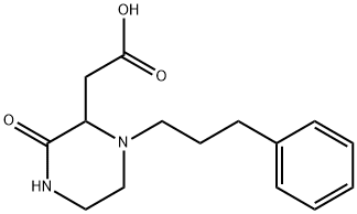 [3-Oxo-1-(3-phenylpropyl)-2-piperazinyl]-acetic acid 化学構造式