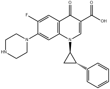 6-fluoro-7-(1-piperazinyl)-1-(2'-phenyl-1'-cyclopropyl)-1,4-dihydro-4-oxoquinoline-3-carboxylic acid 化学構造式