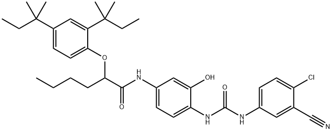 N-(4-Chloro-3-cyanophenyl)-N'-[4-[2-(2,4-di-tert-pentylphenoxy)hexanoylamino]-2-hydroxyphenyl]urea Struktur