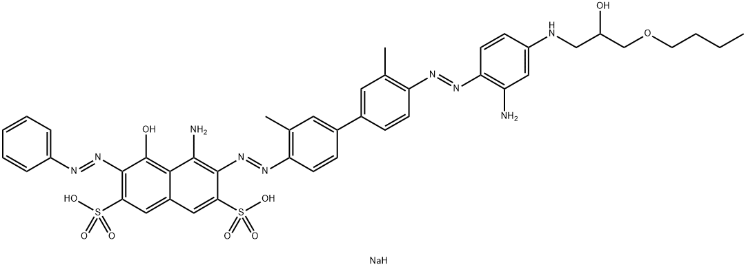 4-Amino-3-[[4'-[[2-amino-4-[(3-butoxy-2-hydroxypropyl)amino]phenyl]azo]-3,3'-dimethyl[1,1'-biphenyl]-4-yl]azo]-5-hydroxy-6-(phenylazo)-2,7-naphthalenedisulfonic acid disodium salt Structure