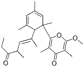 (+)-2-Methoxy-3,5-dimethyl-6-[1,3,5-trimethyl-2-[1,3-dimethyl-4-oxo-1-hexenyl]-3,5-cyclohexadien-1-yl]-4H-pyran-4-one Struktur