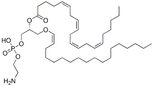 2-aminoethoxy-[(2R)-2-[(5Z,8Z,11Z,14Z)-icosa-5,8,11,14-tetraenoyl]oxy-3-[(Z)-octadec-1-enoxy]propoxy]phosphinic acid Structure