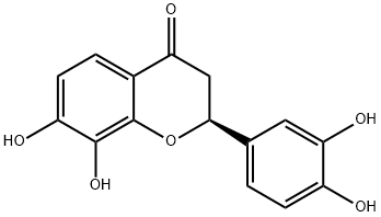 (S)-2-(3,4-ジヒドロキシフェニル)-2,3-ジヒドロ-7,8-ジヒドロキシ-4H-1-ベンゾピラン-4-オン 化学構造式