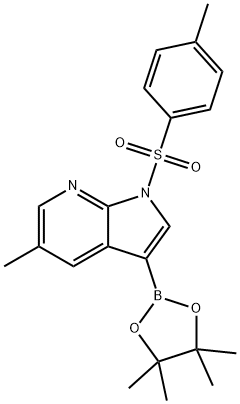 1H-Pyrrolo[2,3-b]pyridine, 5-Methyl-1-[(4-Methylphenyl)sulfonyl]-3-(4,4,5,5-tetraMethyl-1,3,2-dioxaborolan-2-yl)- 结构式