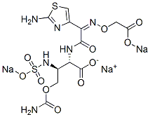 (2S,3S)-N-[(2-アミノ-4-チアゾリル)[(Z)-[(ソジオオキシカルボニル)メトキシ]イミノ]アセチル]-3-[(ソジオオキシスルホニル)アミノ]-O-カルバモイルホモセリンナトリウム 化学構造式