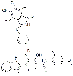 1-｛4-［（4，5，6，7-テトラクロロ-3-オキソイソインドリン-1-イリデン）アミノ］フェニルアゾ｝-2-ヒドロキシ-N-（4’-メトキシ-2’-メチルフェニル）-11H-ベンゾ［a］カルバゾール-3-カルボキサミド 化学構造式