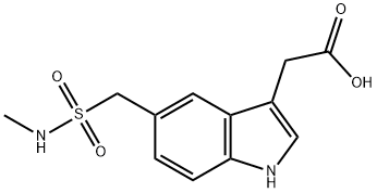 5-[[(甲基氨基)磺酰基]甲基]-1H-吲哚-3-乙酸 结构式