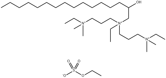 1,3-Propanediaminium, N,N-diethyl-N-3-(ethyldimethylammonio)propyl-N-(2-hydroxyhexadecyl)-N,N-dimethyl-, tris(ethyl sulfate) (salt) Structure