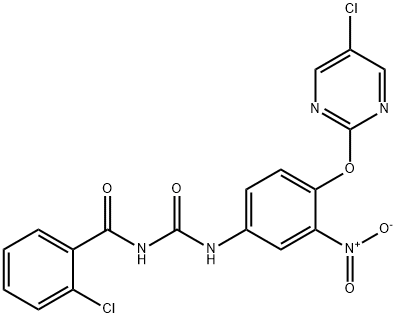 2-chloro-N-[[4-(5-chloropyrimidin-2-yl)oxy-3-nitro-phenyl]carbamoyl]be nzamide,103829-02-3,结构式